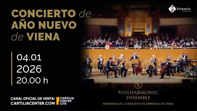 Concierto de Año Nuevo del Philharmonic Ensemble en Cartuja Center 1 El domingo 4 de enero de 2026 en el Cartuja Center CITE de Sevilla concierto de Año Nuevo del Philharmonic Ensemble con miembros de la Orquesta Filarmónica de Viena.