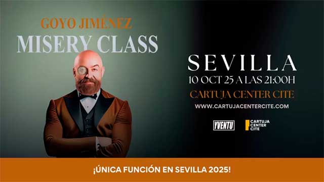 Monólogo: Goyo Jiménez en el Cartuja Center de Sevilla 1 El viernes 10 de octubre de 2025 en el Cartuja Center CITE de Sevilla representación del espectáculo Misery Class del humorista, actor y presentador Goyo Jiménez.