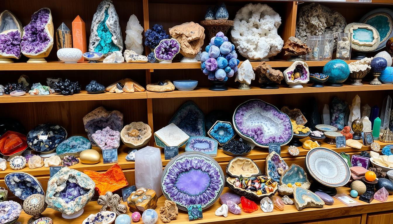 Las 7 mejores tiendas de minerales en Sevilla 3 Colección de minerales y piedras preciosas en una tienda de Sevilla