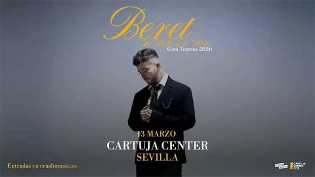 Concierto: Beret en el Cartuja Center 1 El viernes 13 de marzo de 2026 en el Cartuja Center CITE de Sevilla habrá un concierto de Beret perteneciente a la gira de presentación del disco Lo bello y lo roto.